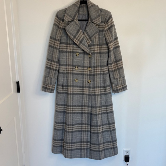 Lauren Ralph Lauren Wool Blend Double Breasted Plaid Coat - Picture 2 of 9